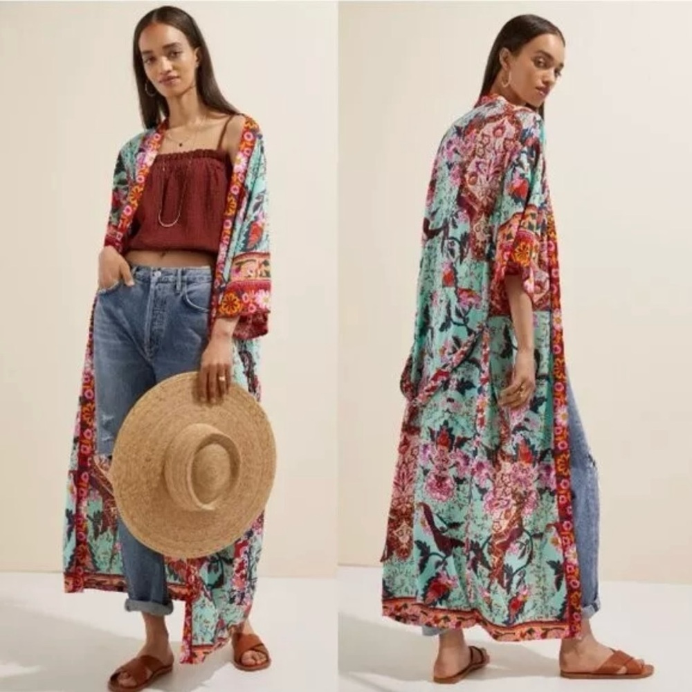 Anthropologie Riley Radiant Floral Kimono Boho - One Size - Picture 1 of 12